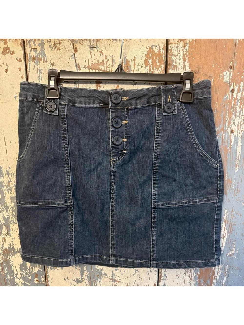 Xhilaration Denim Stretch Mini Skirt Button Fly size 9 y2K